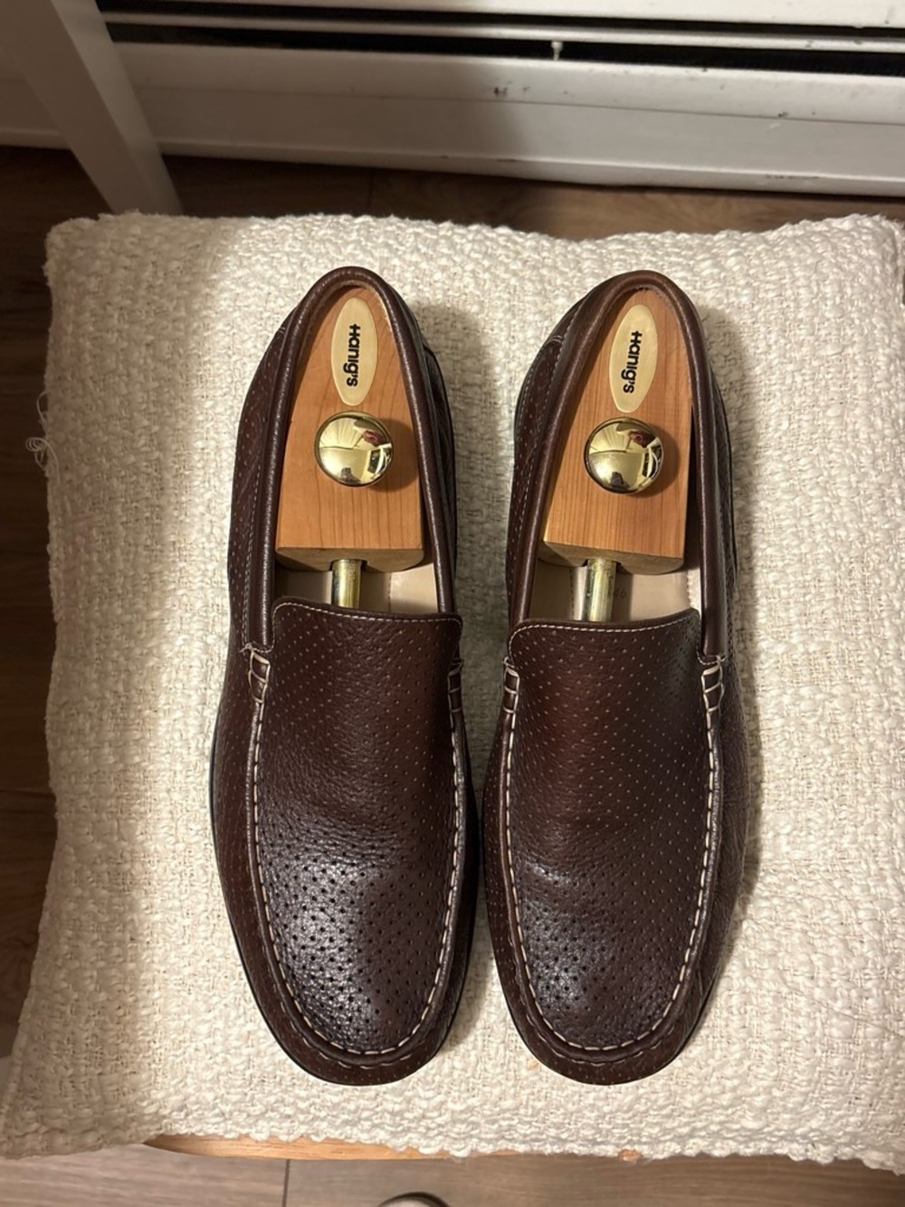 Ecco Men's Dark Brown Perforated Leather Slip-On Loafers
